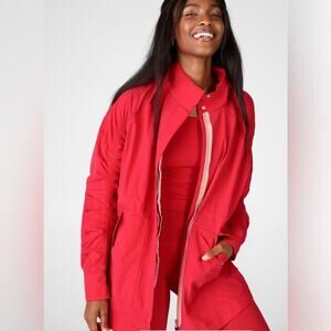 Fabletics Giana Jacket II Red Persimmon Water Resistant Size Large